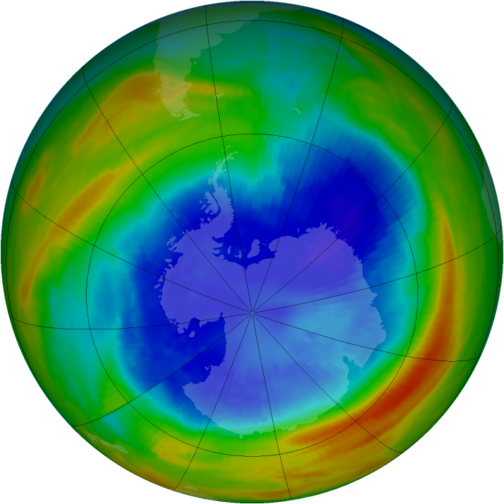 Antarctic ozone map for 12 September 1991